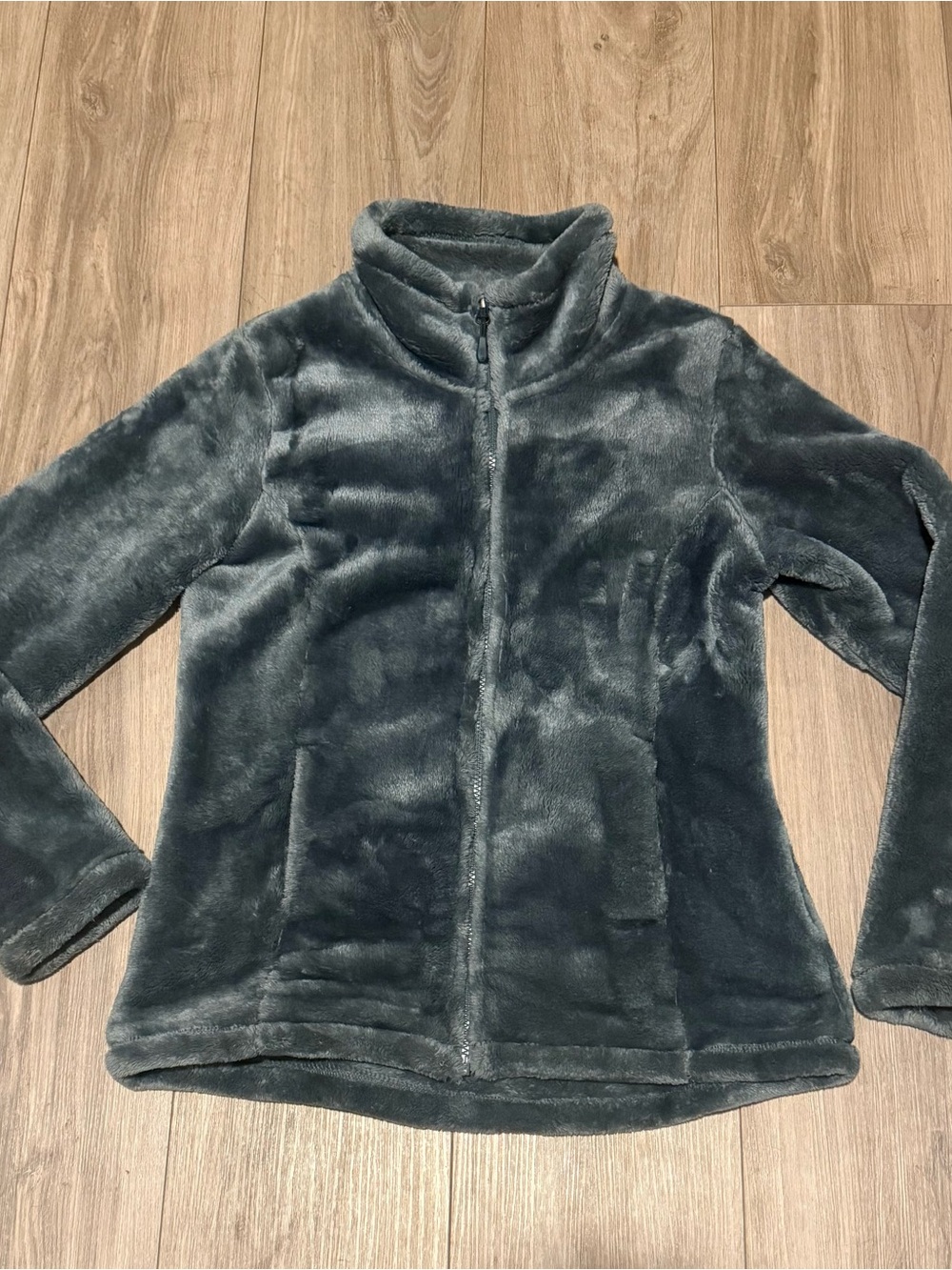 32 Degrees Plush Zip-Front Jacket in Charcoal Gray